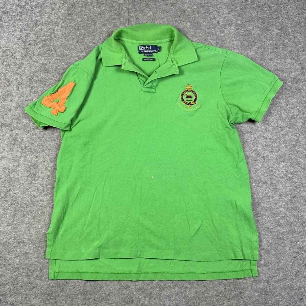 Polo Ralph Lauren Shirt Mens Large Pima Crest Crown Pony Embroidered Equestrian